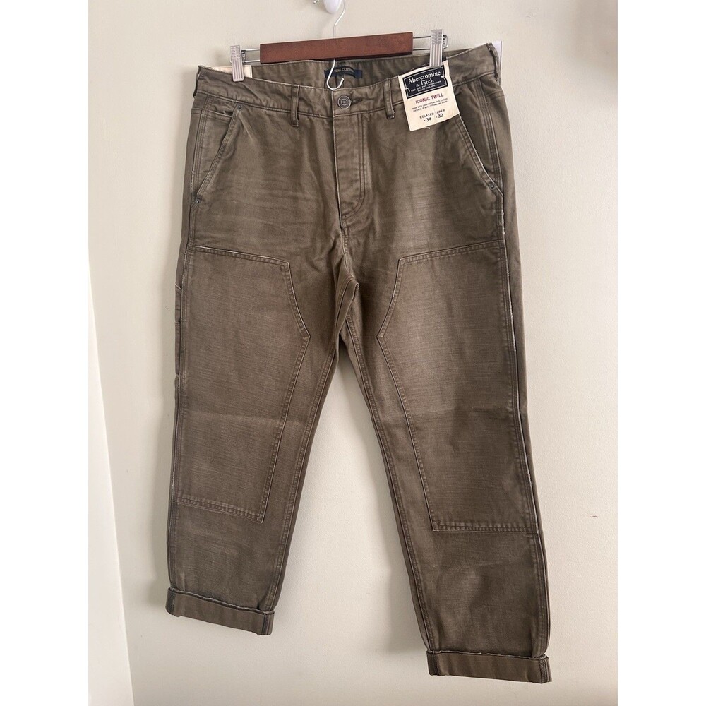 NWT Abercrombie & fitch iconic twill 100%cotton RELAXED taper  size 34